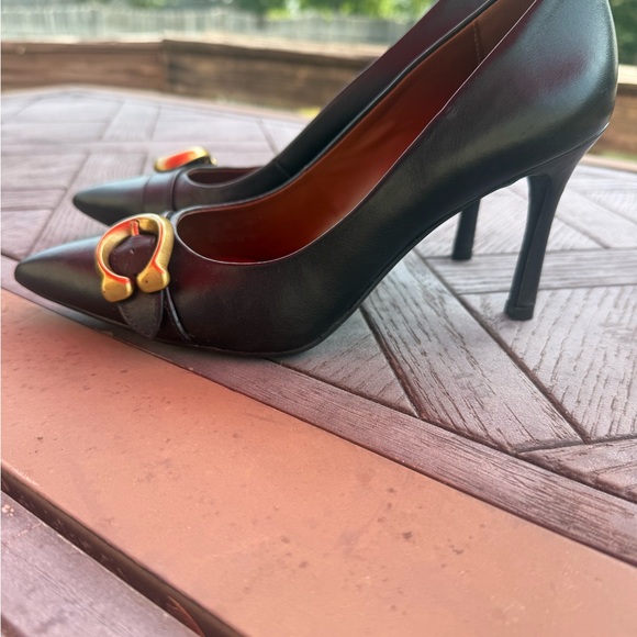 Coach Black Leather Heels with Brass Signature C’s. Size 6 - Picture 5 of 6
